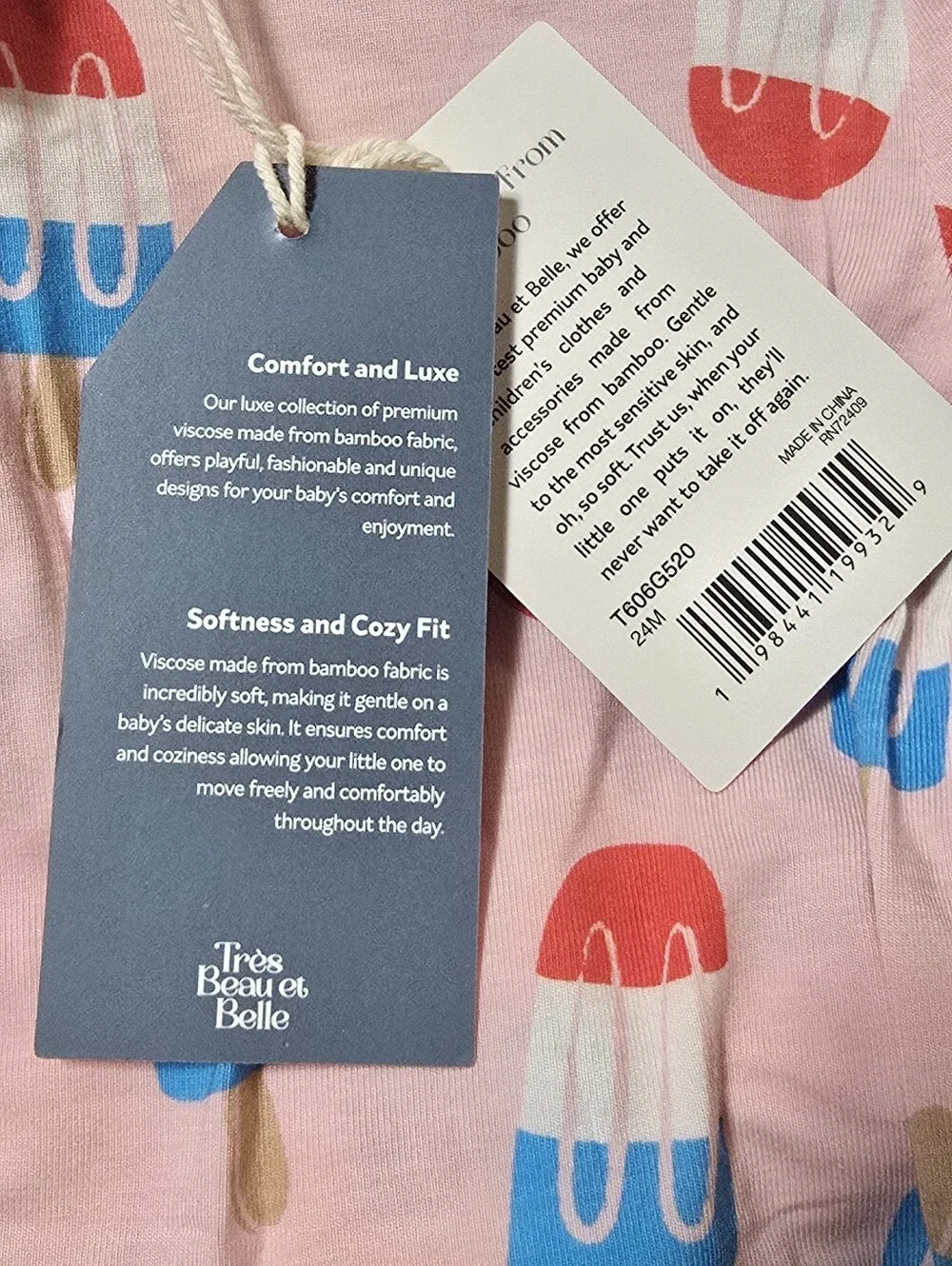 Très Beau et Belle Pink Popsicle Bamboo Kids Pajama Set